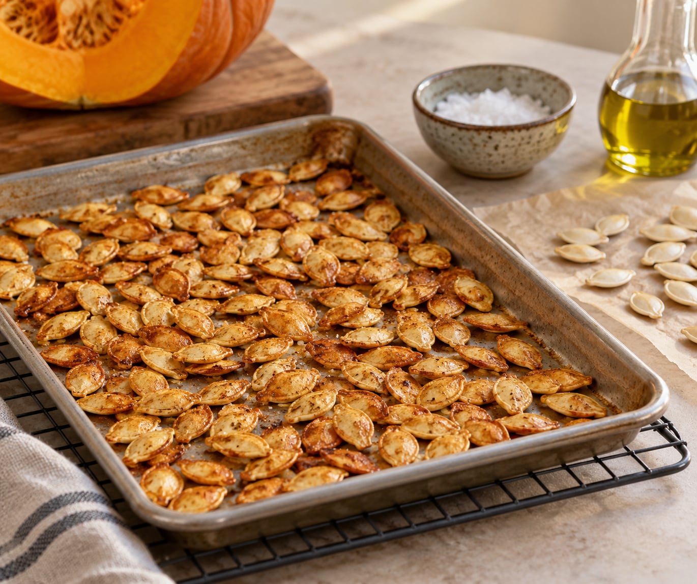 how to roast pumpkin seeds so they stay crisp