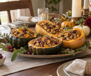 how to make stuffed squash for a holiday centerpiece