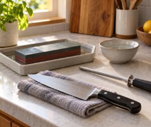 how to sharpen kitchen knives at home