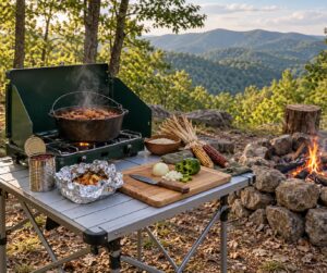 how to cook while camping without a cooler full of meat