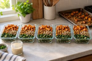 how to meal prep plant based lunches for the week