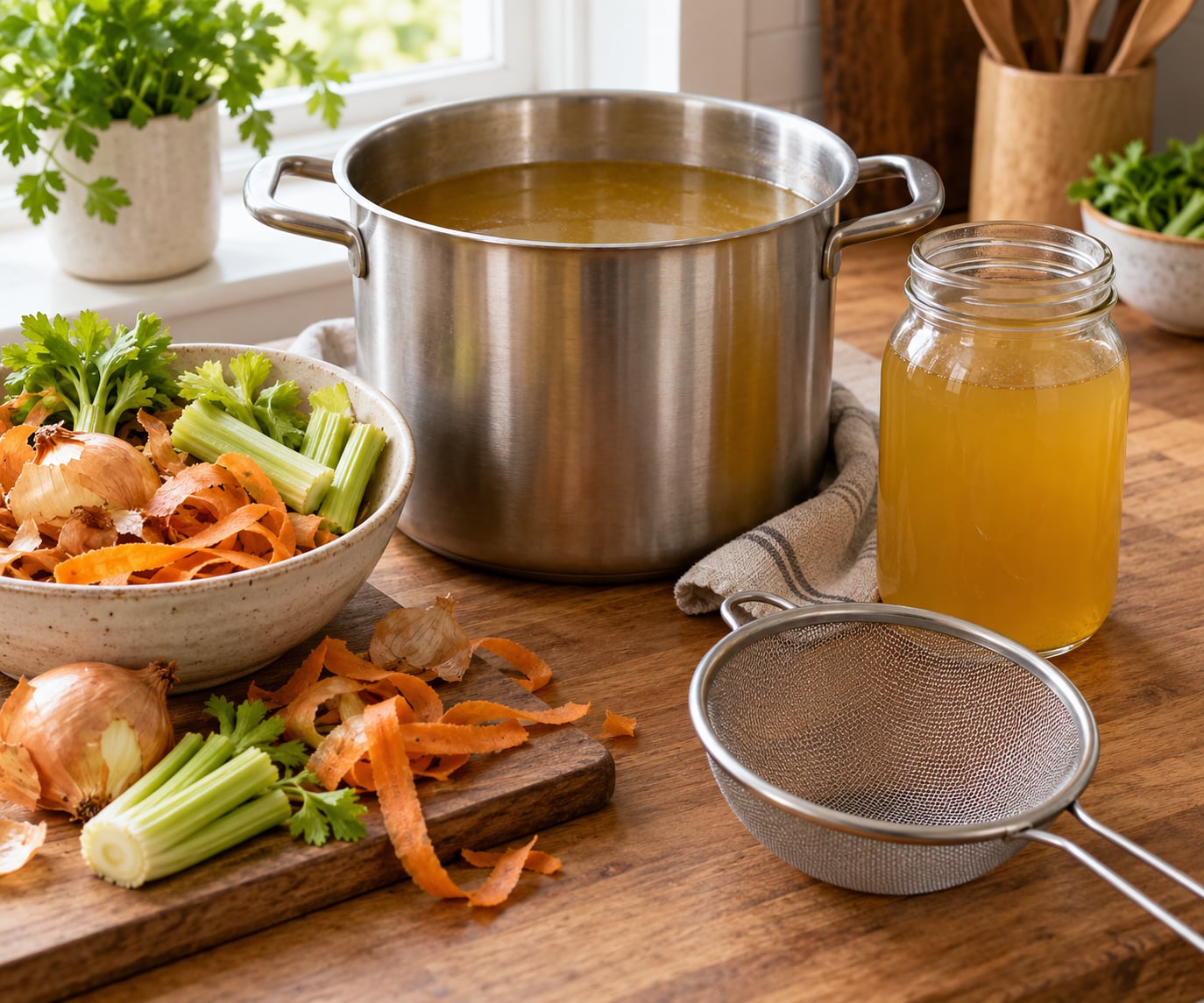 how to make vegetable broth from kitchen scraps