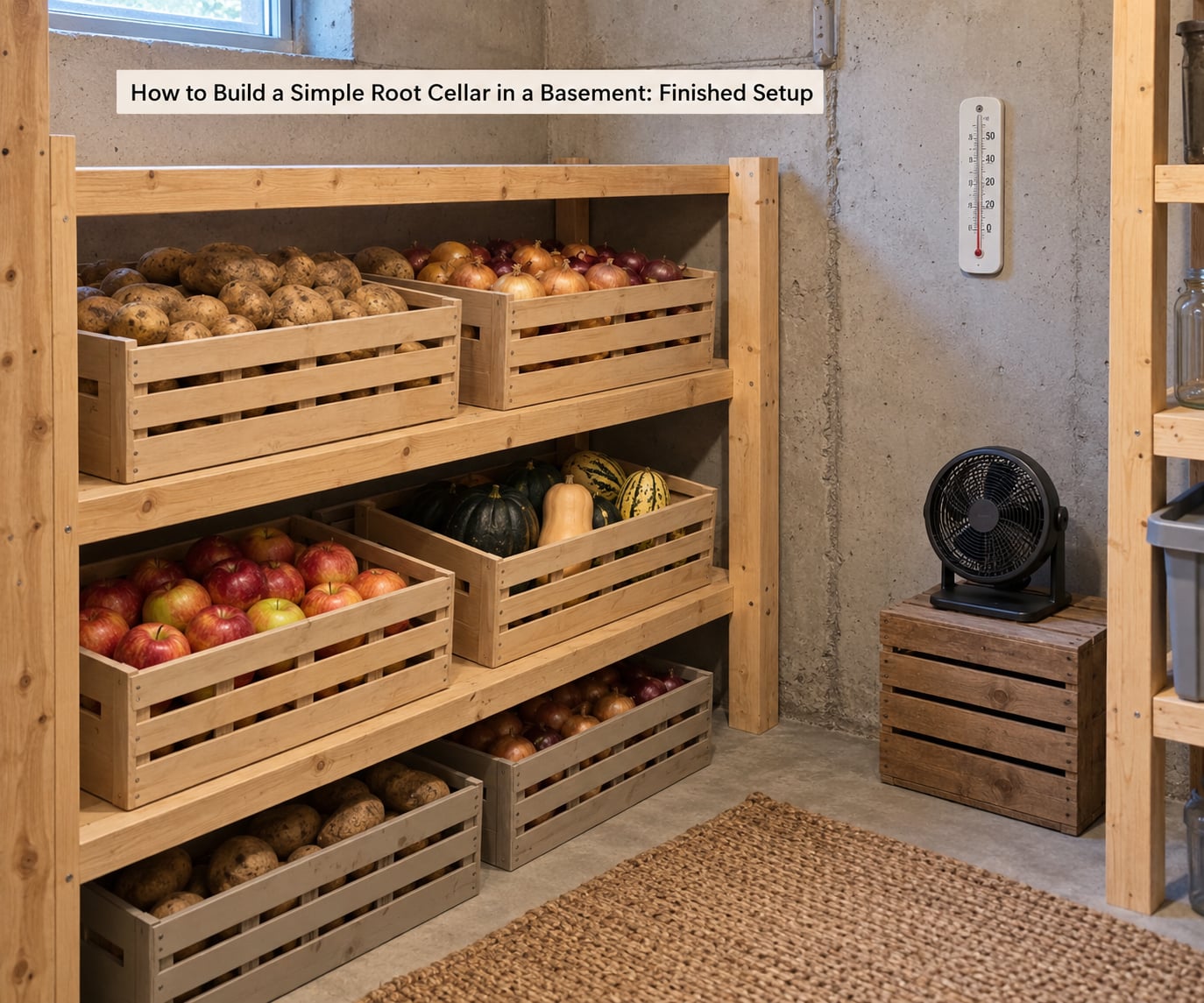 How to Build a Simple Root Cellar in a Basement: Finished Setup