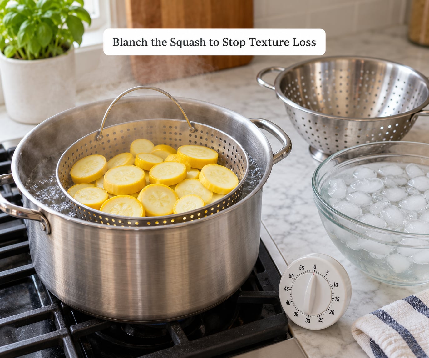 Blanch the Squash to Stop Texture Loss