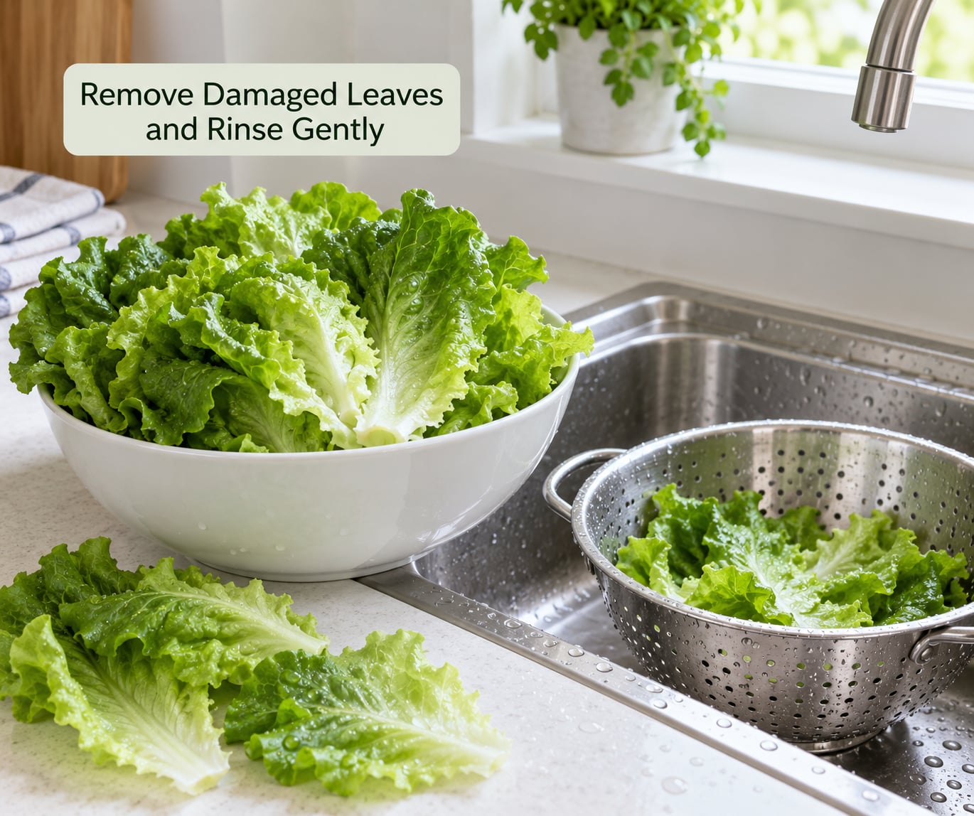 Remove Damaged Leaves and Rinse Gently