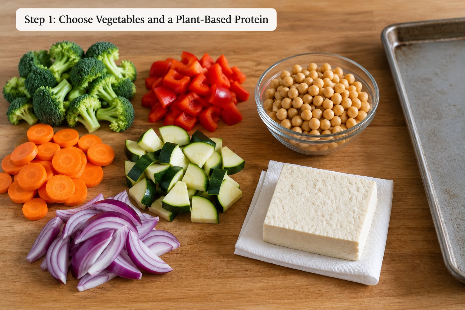 Step 1: Choose Vegetables and a Plant-Based Protein