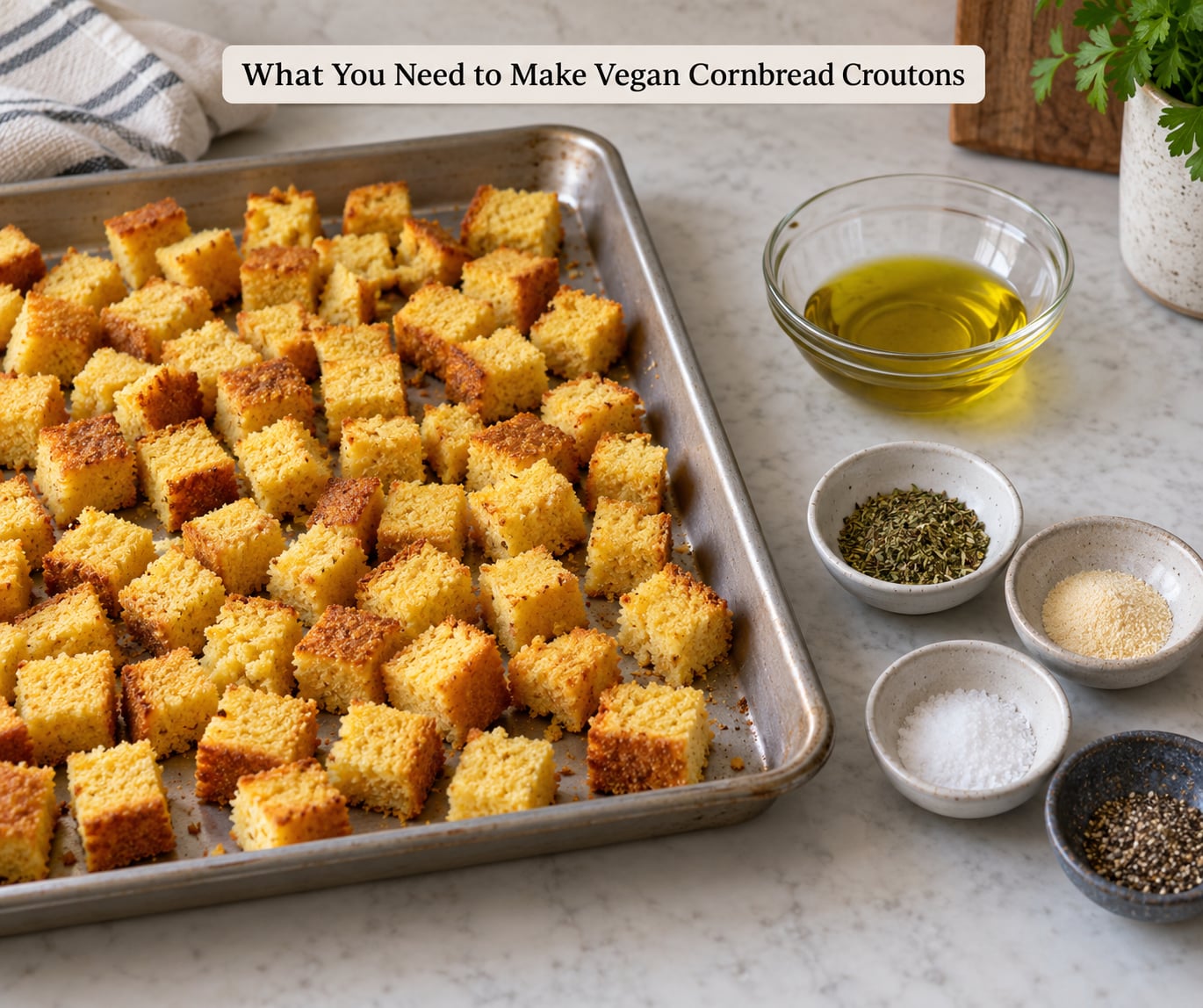 What You Need to Make Vegan Cornbread Croutons