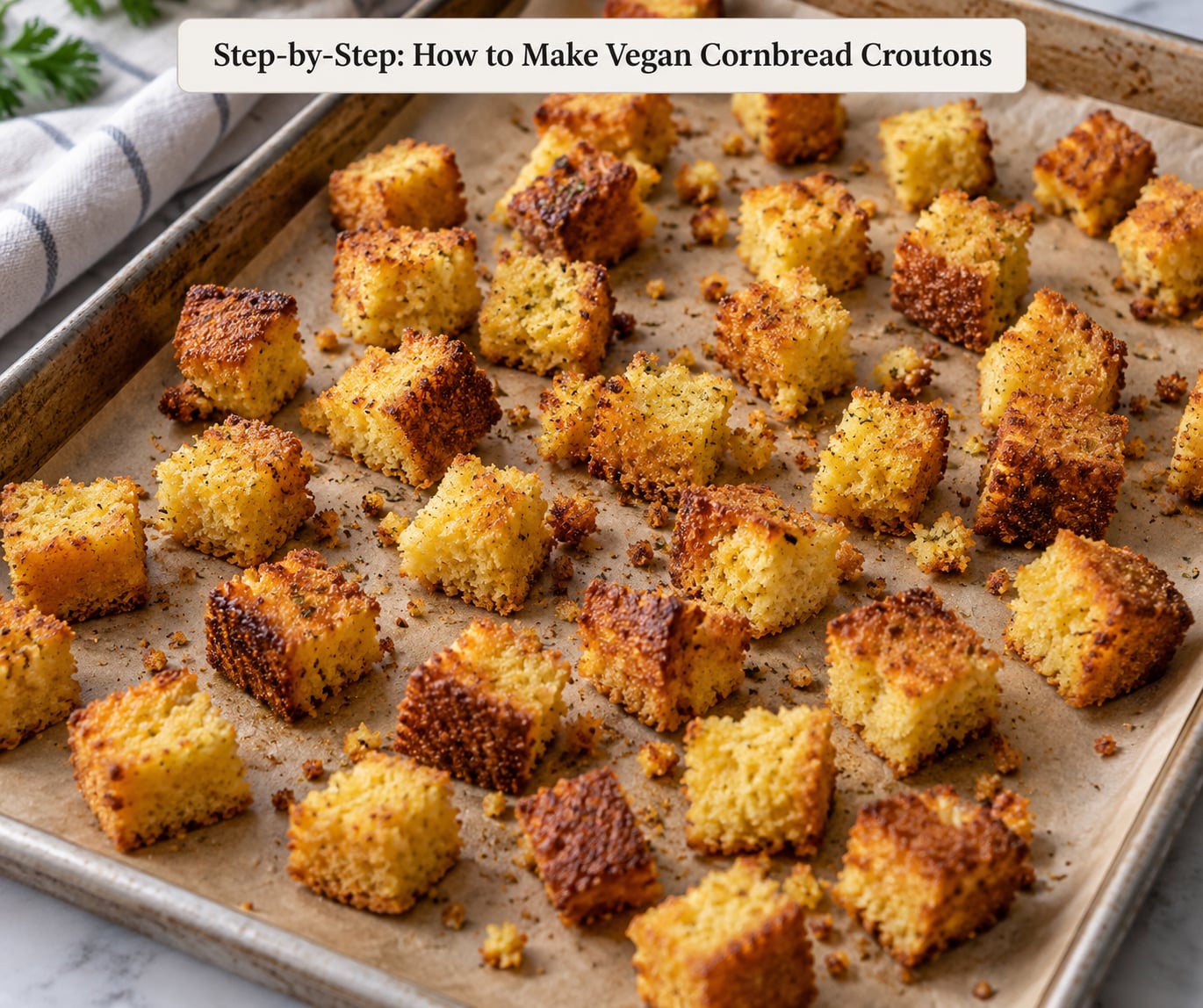 Step-by-Step: How to Make Vegan Cornbread Croutons