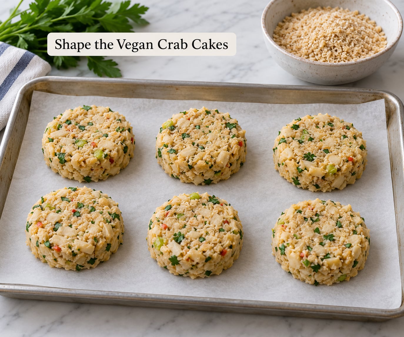 Shape the Vegan Crab Cakes