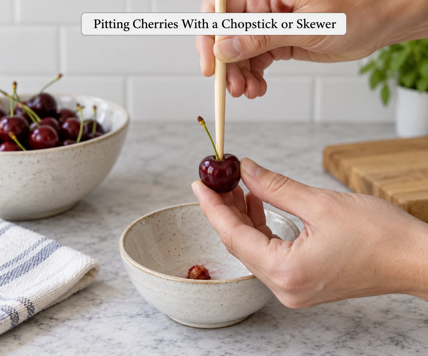 Pitting Cherries With a Chopstick or Skewer