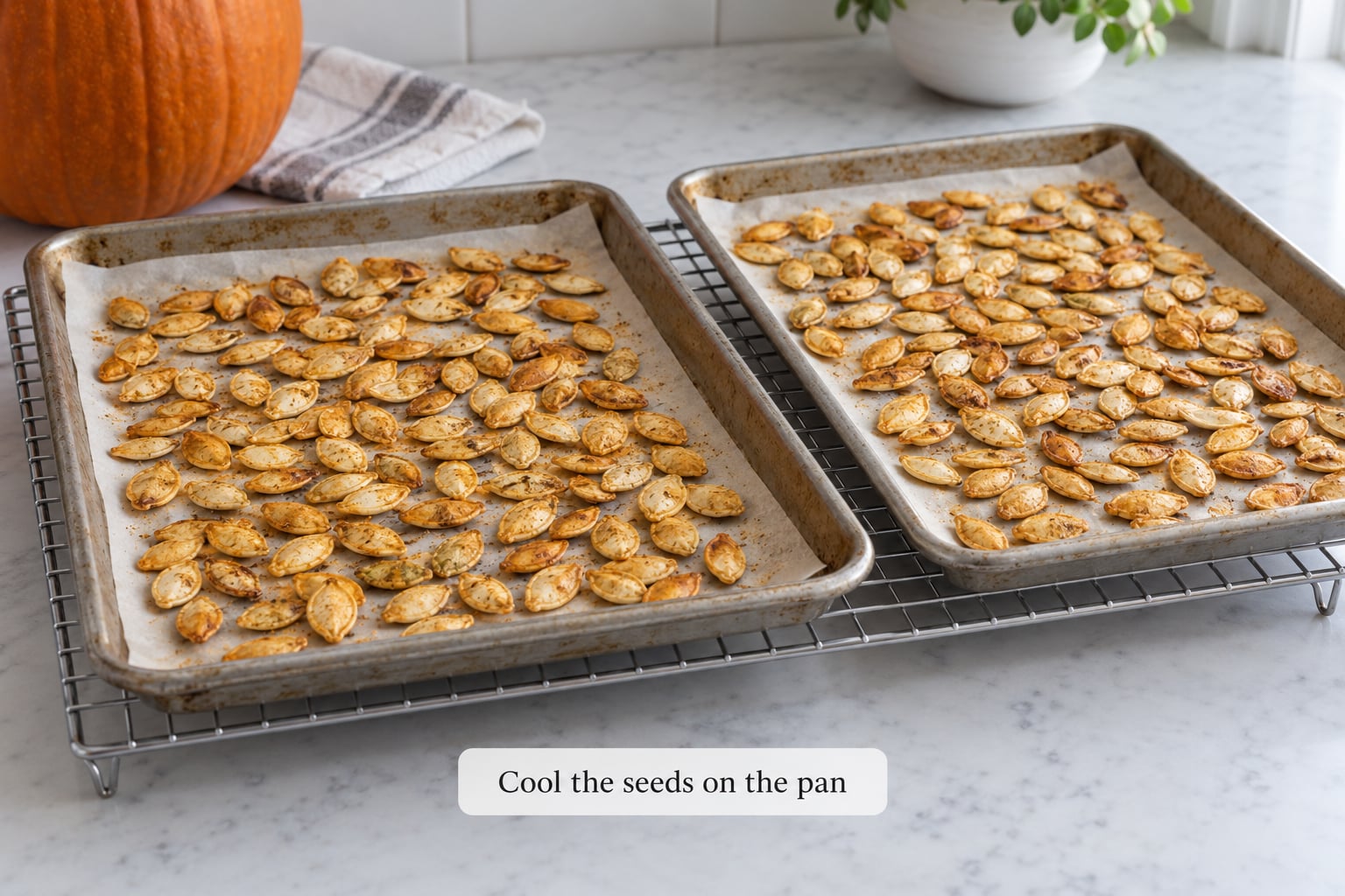 Cool the seeds on the pan