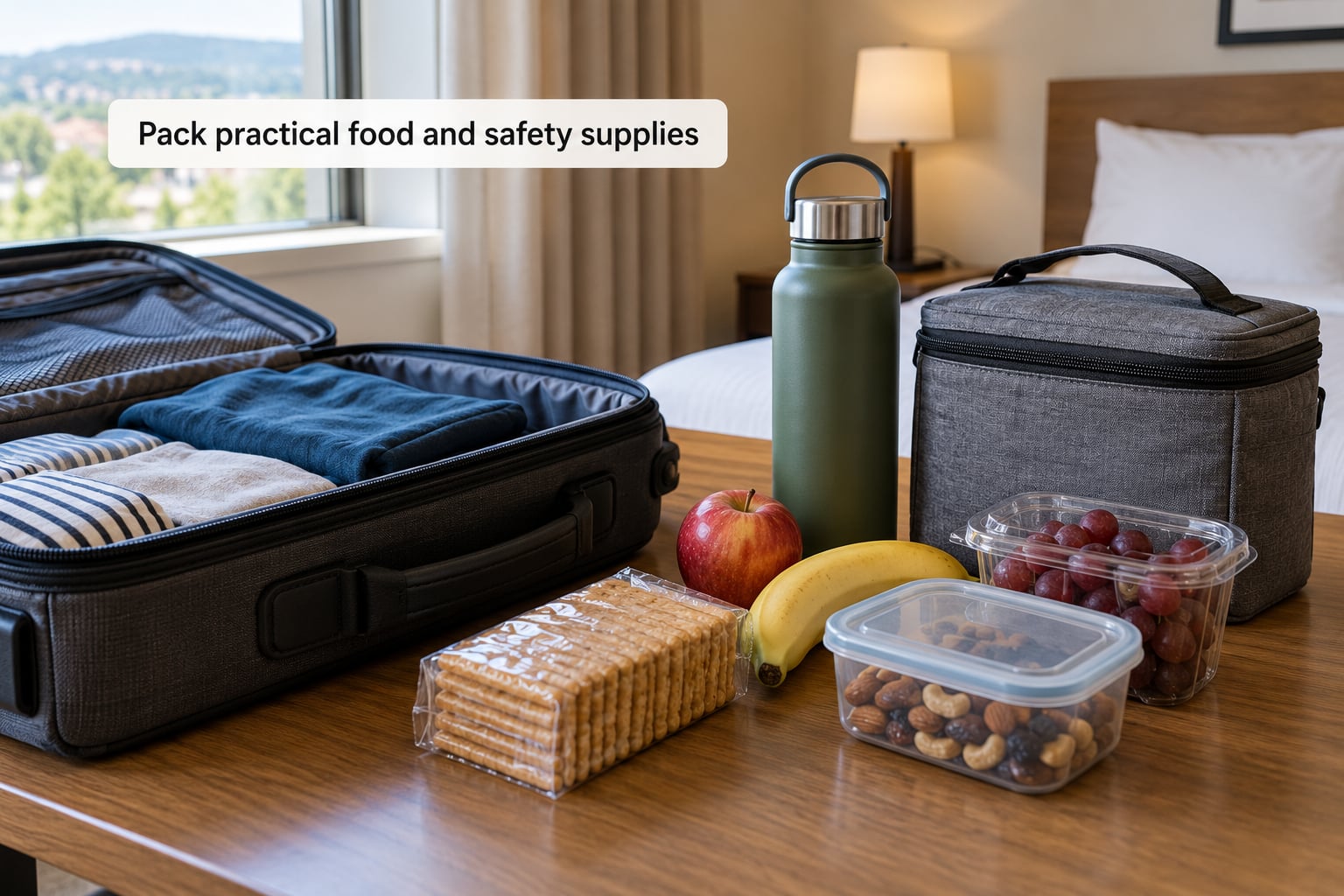 Pack practical food and safety supplies