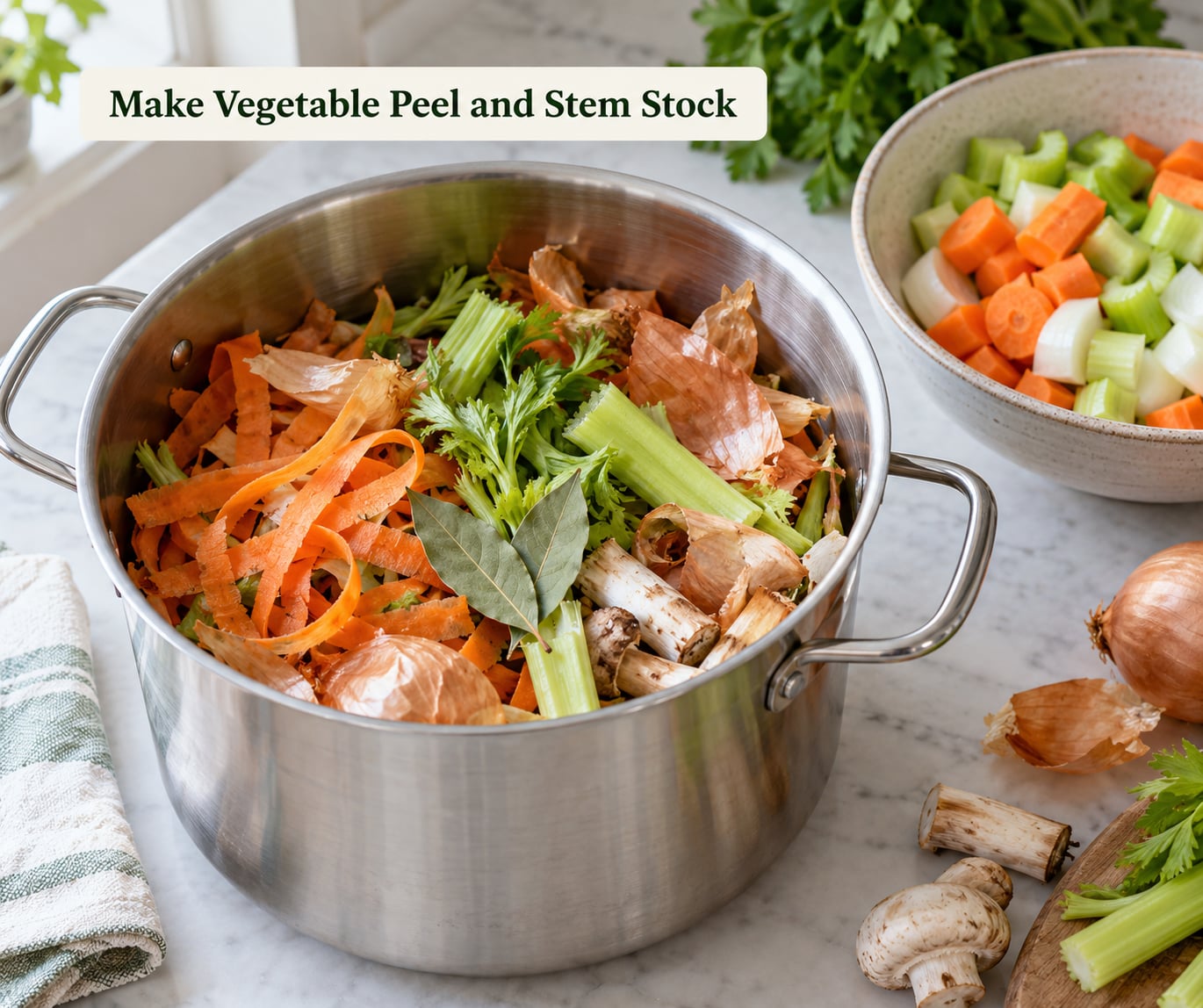 Make Vegetable Peel and Stem Stock