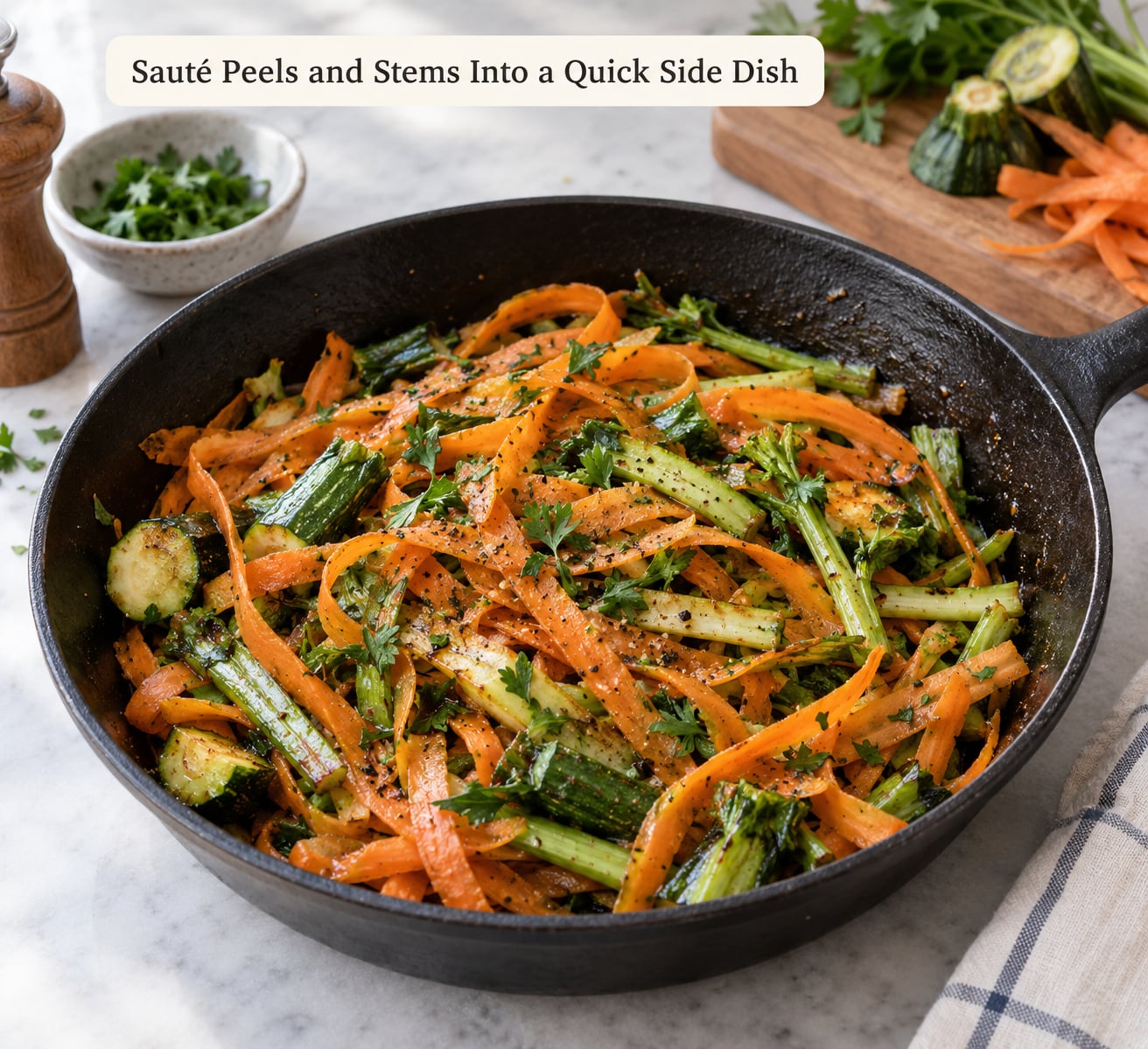 Sauté Peels and Stems Into a Quick Side Dish